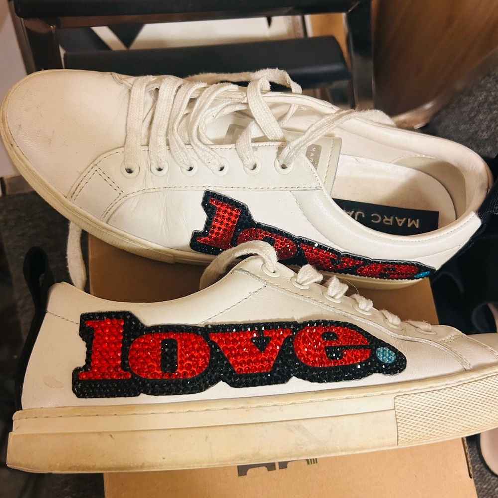 Marc Jacobs White Sneakers with 'Love' Patch